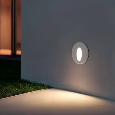 Baliza Exterior LED 3W Embutida Parede Circular Oval Adam