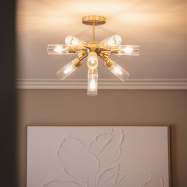 Imagem de Candeeiro de Teto Metal e Vidro 10 Focos Iraide