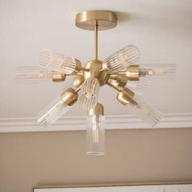 Imagem de Candeeiro de Teto Metal e Vidro 10 Focos Iraide