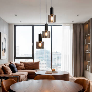 Lámpara Colgante Metal y Cristal Danae 3 Focos