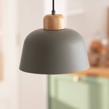 Candeeiro Suspenso Metal e Madeira Wawak