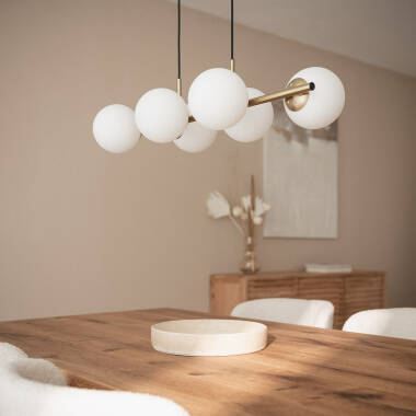 Lámpara Colgante Metal y Cristal Moonlight Brass 6 Focos