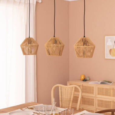 Imagem de Candeeiro Suspenso Papel Trançado Kirito 3 Focos 