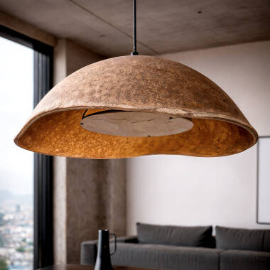 Imagem de Candeeiro Suspenso Papel Marché Metal Pedra Orfalu