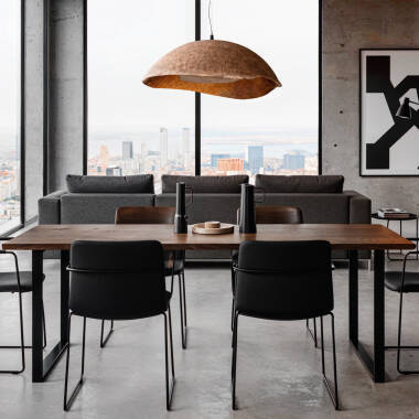 Imagem de Candeeiro Suspenso Papel Marché Metal Pedra Orfalu