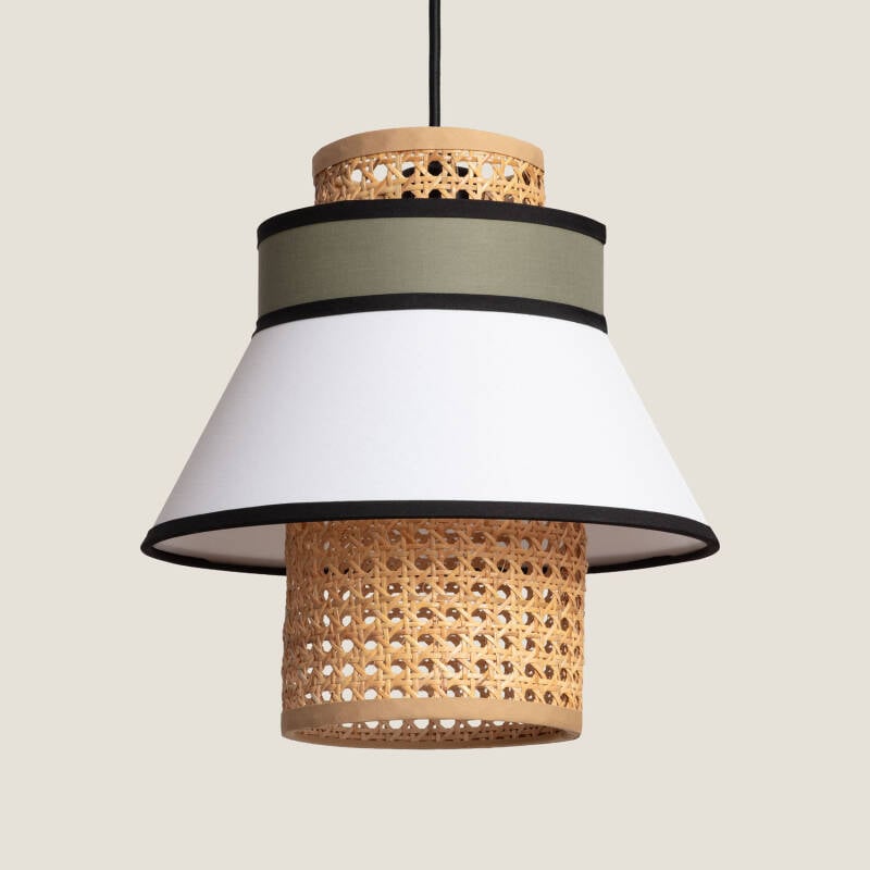 Imagem de Candeeiro Suspenso em Tecido e Ratán Kufila