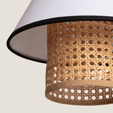 Imagem de Candeeiro Suspenso em Tecido e Ratán Kufila