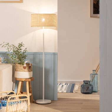 Candeeiro de Pé de Rattan e Metal Baracoa