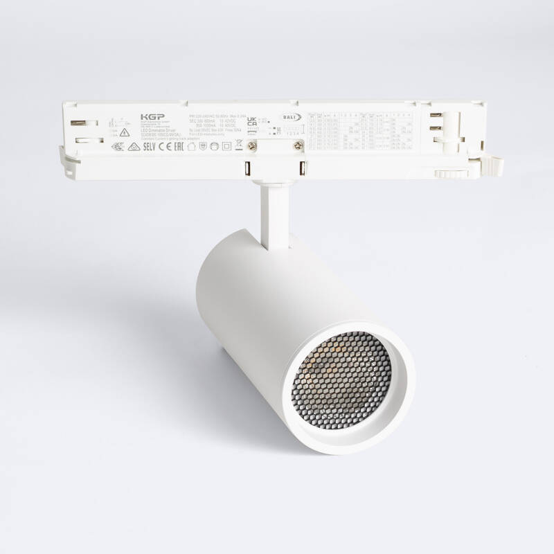 Imagen de Foco Carril LED Trifásico 30W Fasano Antideslumbramiento CCT Seleccionable Regulable DALI Blanco