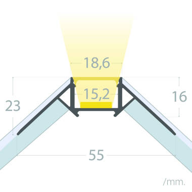 Perfil Aluminio Integrado en Escayola/Pladur Esquina Arista para Tira LED hasta 15 mm