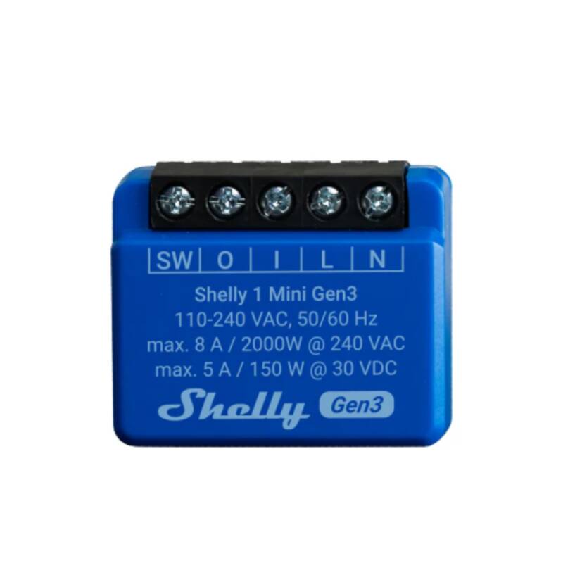 Imagem de Shelly 1 Mini Gen3 Relé de 1 Canal Com Contacto Seco