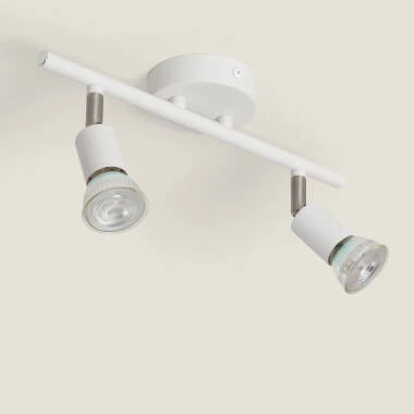 Candeeiro de Teto Orientável  Alumínio Oasis 2 Focos Branco