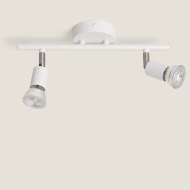 Imagem de Candeeiro de Teto Orientável  Alumínio Oasis 2 Focos Branco