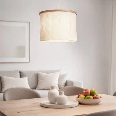 Candeeiro Suspenso Bambu e Tecido Noah