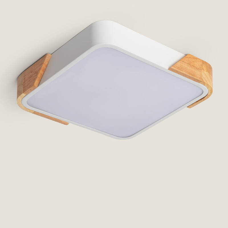 Imagen de Plafón LED 18W Cuadrado Madera y Aluminio 325x325 mm CCT Seleccionable Semi-Dari