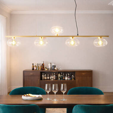 Imagen de Lámpara Colgante Aluminio y Cristal Hassi 5 Focos