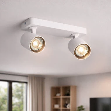 Lámpara de Techo Orientable Aluminio Cora 2 Focos Blanco