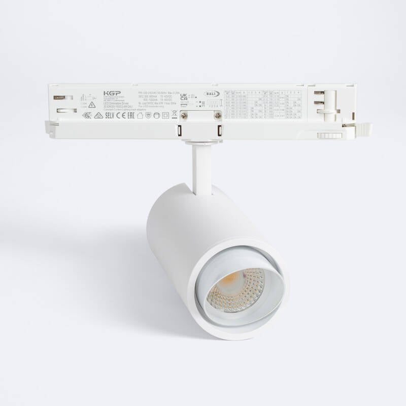 Imagem de Foco Carril LED Trifásico 30W Fasano Cilíndrico Bisel CCT Seleccionável Regulável DALI Branco