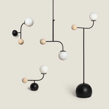 Imagen de Lámpara de Techo Metal y Traventino Bradwall