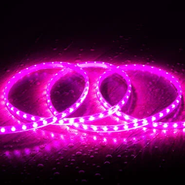 Fita LED Regulável 220V SMD 60 LED/m Rosa 5W/m Largura 12mm Corte 100cm IP65 à Medida