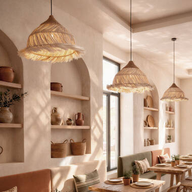 Lámpara Colgante Ratán y Ramio Kempo Kulu ILUZZIA