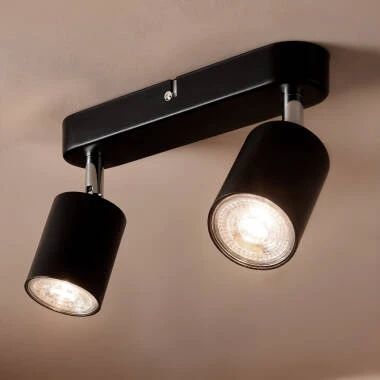 Candeeiro de Teto Orientável Metal 2 Focos Albus Black Large