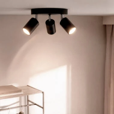 Lámpara de Techo Orientable Circular Metal 3 Focos Albus Black