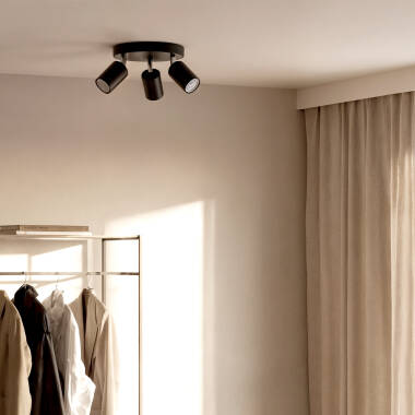 Imagem de Candeeiro de Teto Orientável Circular Metal  3 focos Albus Black