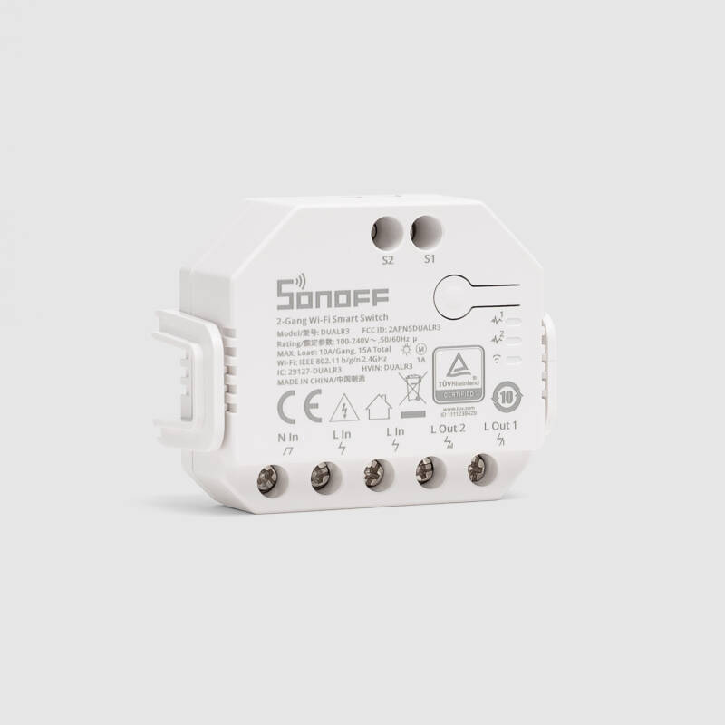 Imagen de Interruptor WiFi Medidor de Energía Compatible con Interruptor Convencional SONOFF Dual R3 15A