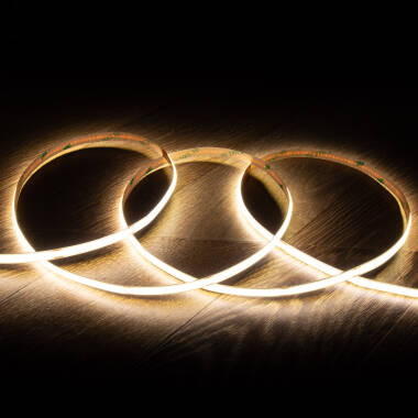 Tira LED 24V COB 480 LED/m 5m 15W/m 1500lm/m High Lumen Ancho 10mm Corte 5cm IP20 CRI90