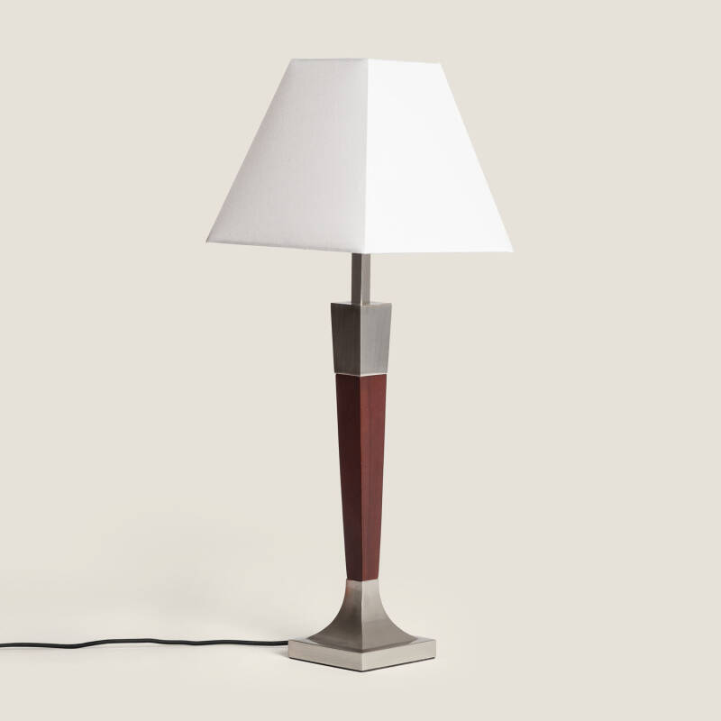 Imagem de Candeeiro de Mesa Madeira e Metal Lizza Piramis