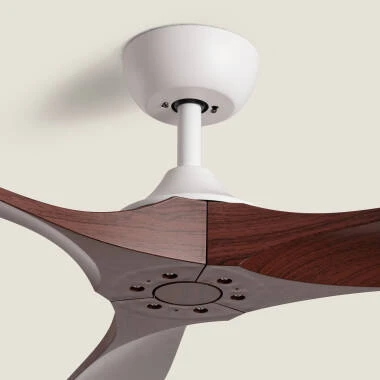 Imagem de Ventoinha de Teto Silenciosa Spetses Branca Madeira 132cm Motor DC para Exterior