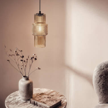 Imagem de Candeeiro Suspenso Metal e Vidro Berila