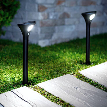 Fotografía del producto: Pack 2 Balizas Solar Exterior LED com Espeto de Pé 60cm com Detector de Movimento