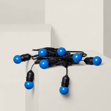 Kit Grinalda Waterproof 5,5m Preto + 8 Lâmpadas LED E27 G45 3W Coloridas