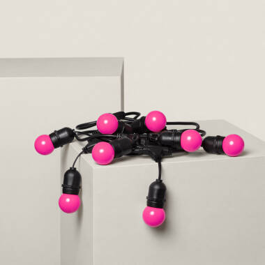 Kit Grinalda Waterproof 5,5m Preto + 8 Lâmpadas LED E27 G45 3W Coloridas