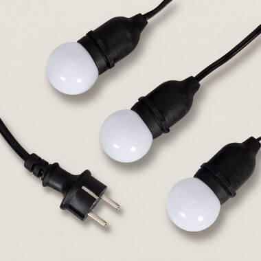 Imagem de Kit Grinalda Waterproof 5,5m Preto + 8 Lâmpadas LED E27 G45 3W Coloridas 