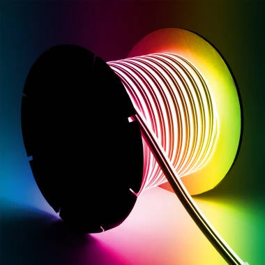 Fita LED Neon Regulável 220V ROLO 50m RGB SFLEX8 9W/m Corte 100cm IP65