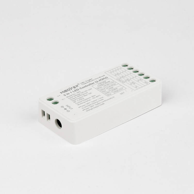 Imagen de Controlador Tira LED Monocolor/CCT/RGB/RGBW/RGB+CCT 12-24V MiBoxer SR5 Compatible con Mando RF