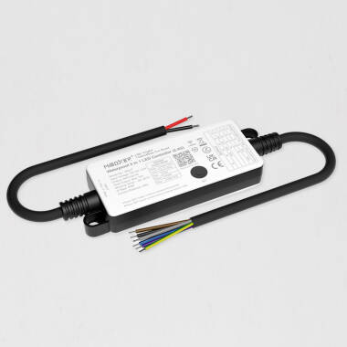 Controlador de fita LED Monocromática/CCT/RGB/RGBW/RGB+CCT 12-24 V MiBoxer SR5-P IP66 Compatível com Comando RF