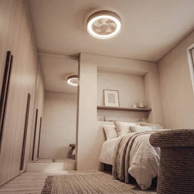 Imagem de Ventoinha de Teto com luz Silenciosa DC Rattan Nala