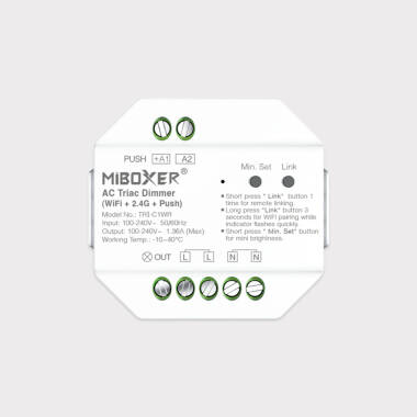 Regulador LED TRIAC WiFi MiBoxer TRI-C1WR Compatible con Mando RF y Pulsador