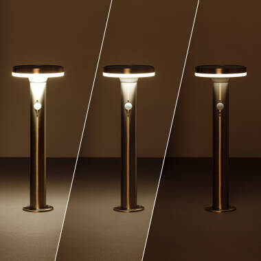Imagen de Baliza Solar Exterior LED 6W Superficie Pie 45cm con Detector de Movimiento Helios Inox