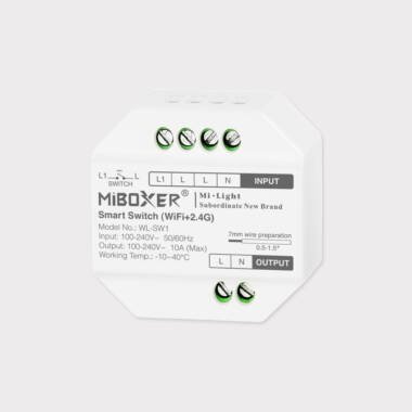 Interruptor Inteligente Wi-Fi com Relé, Telerruptor e LED MiBoxer Compatível com Interruptor Pulsador/Simples WL-SW1