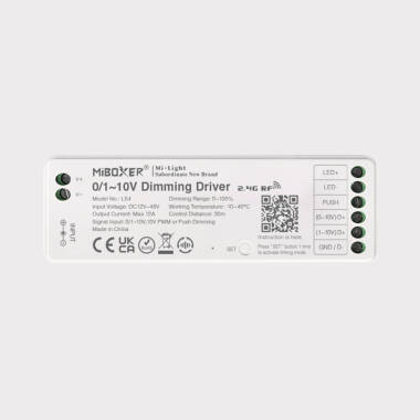 Regulador LED 0/1-10 V para Fitas LED 12-24-48 V MiBoxer LS4 Compatível com Controlo Remoto RF e Botão