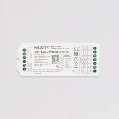 Controlador Tira LED Monocolor/CCT/RGB/RGBW/RGB+CCT 12-24-48V MiBoxer PR5 High Power Compatible con Mando RF