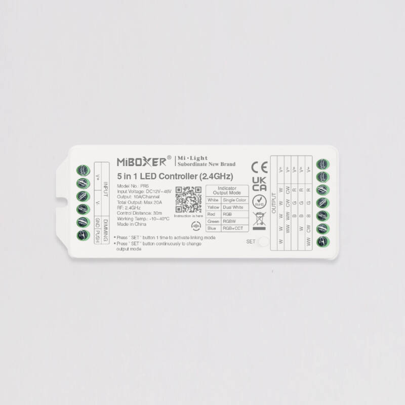 Imagen de Controlador Tira LED Monocolor/CCT/RGB/RGBW/RGB+CCT 12-24-48V MiBoxer PR5 High Power Compatible con Mando RF