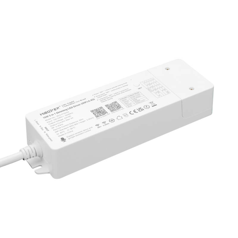 Imagen de Controlador con Alimentación 75W para Tira LED Monocolor/CCT/RGB/RGBW/RGB+CCT 24V MiBoxer WL5-P75V24 Compatible con Mando RF