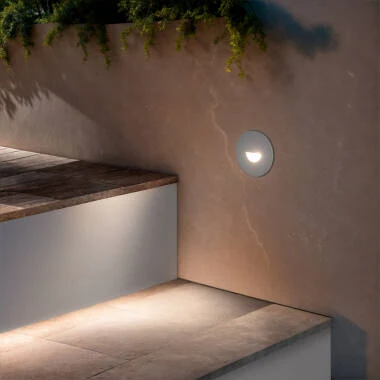 Baliza Exterior LED 2W Encastrável na Parede Circular Branco Guell