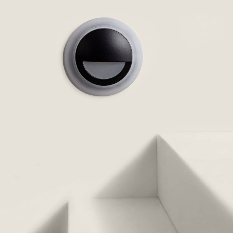 Imagem de Baliza LED de 3 W Encastrável em Alumínio Parede Circular Preta Occulare
